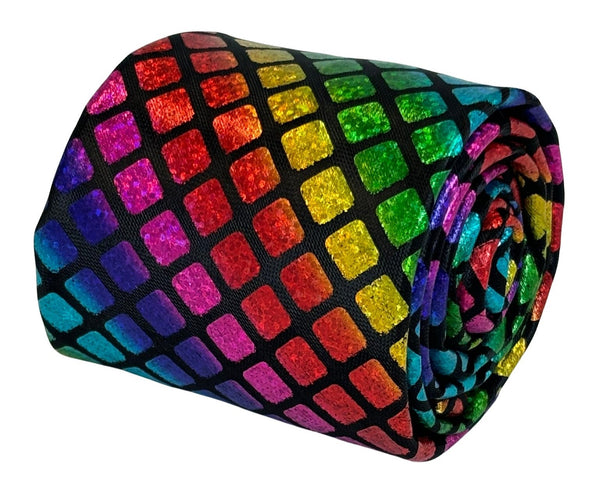 rainbow tie in a  metallic sparkle mermaid pastel wet look design